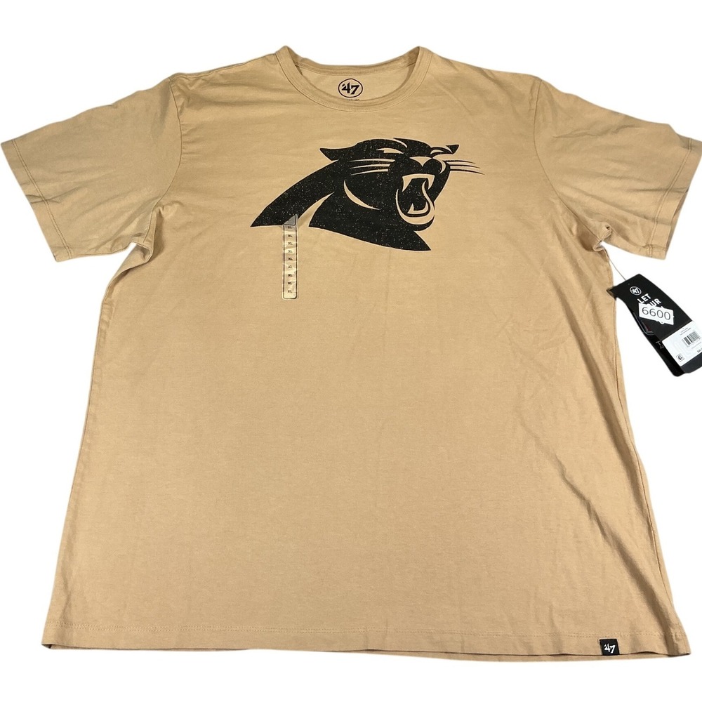 Carolina Panthers‎ 47 Brand T Shirt XL Khaki Logo NFL Cotton Graphic Tee
